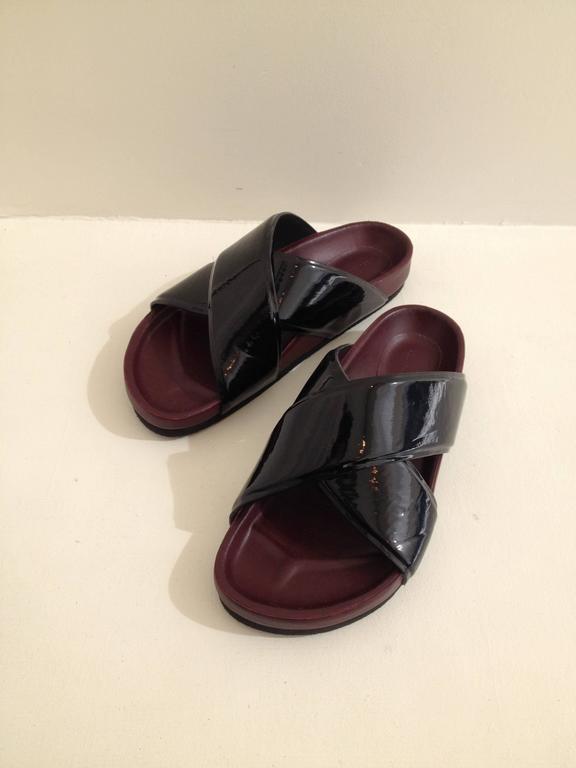 Celine Black and Burgundy Slides Size 37 (6.5) at 1stDibs celine slides, celine sandals sale