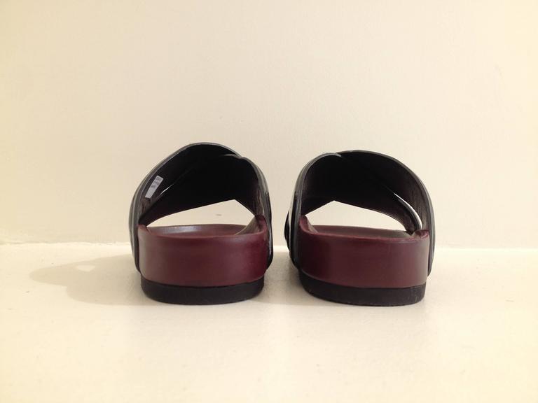 Celine Black and Burgundy Slides Size 37 (6.5) at 1stDibs celine slides, celine sandals sale