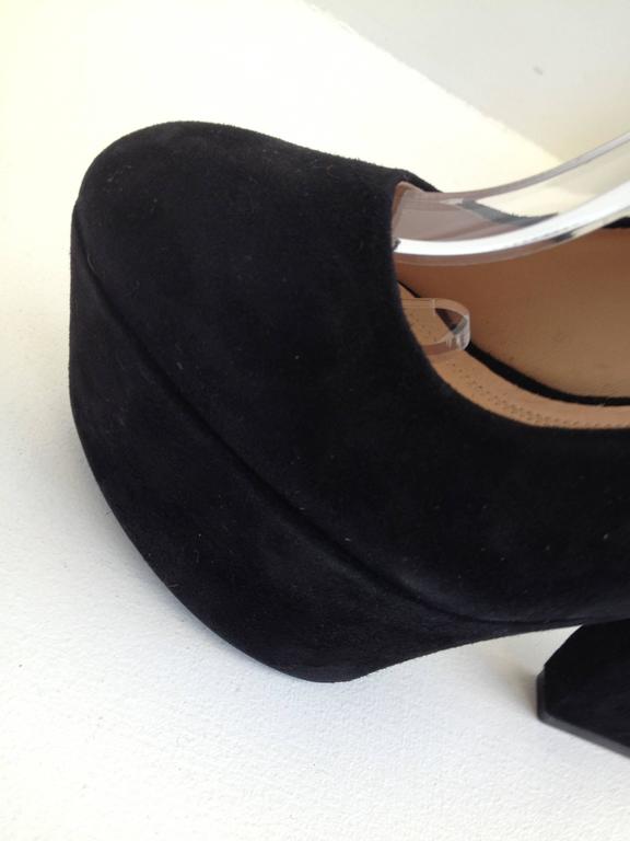 Celine Black Suede Platform Heels with Ankle Strap Size 37 (6.5) For Sale at 1stDibs suede