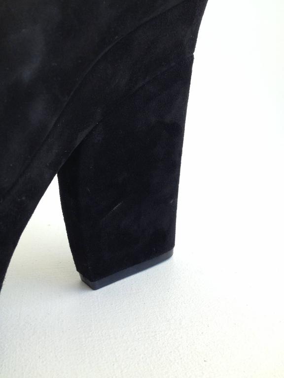 Celine Black Suede Platform Heels with Ankle Strap Size 37 (6.5) For Sale at 1stDibs suede