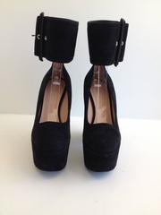 Celine Black Suede Platform Heels with Ankle Strap Size 37 (6.5)