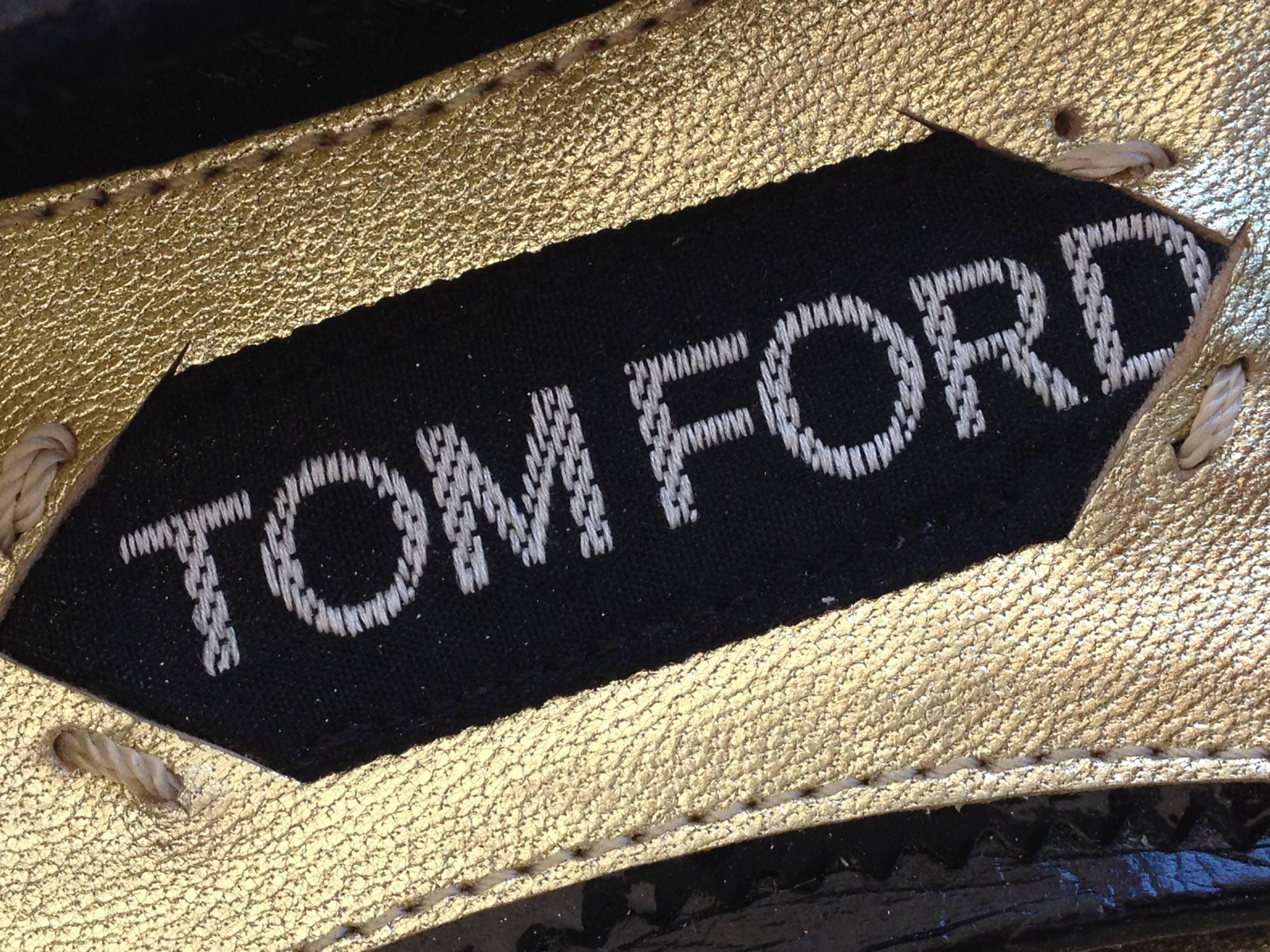 Tom Ford Black Ostrich Ballet Flats Size 37.5 For Sale 3