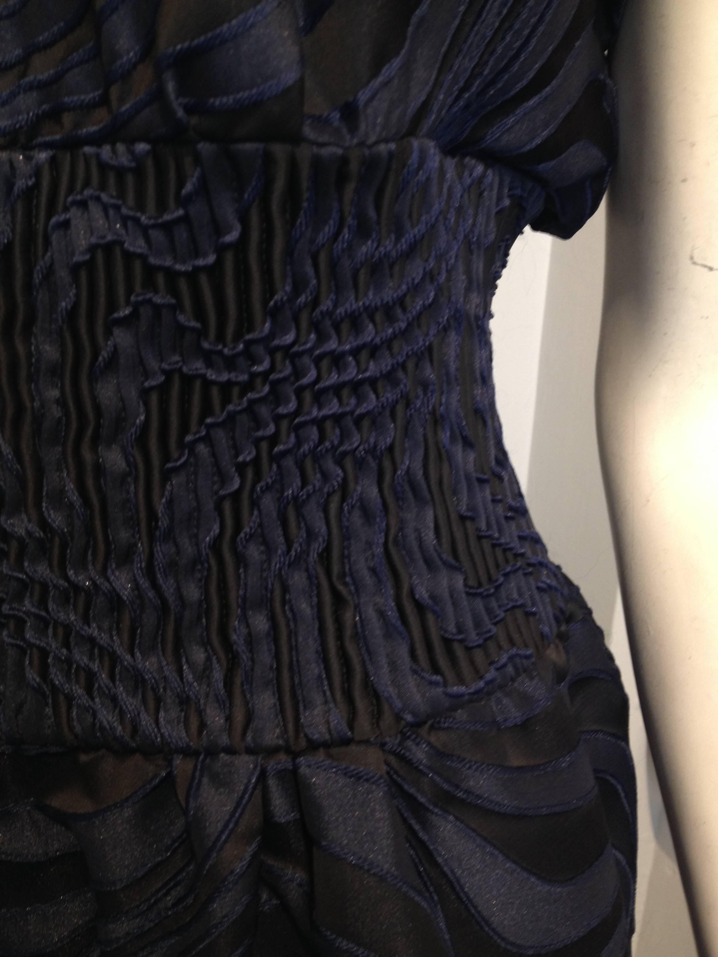 Vionnet Navy and Black Swirled Dress Size 44 (8) 4