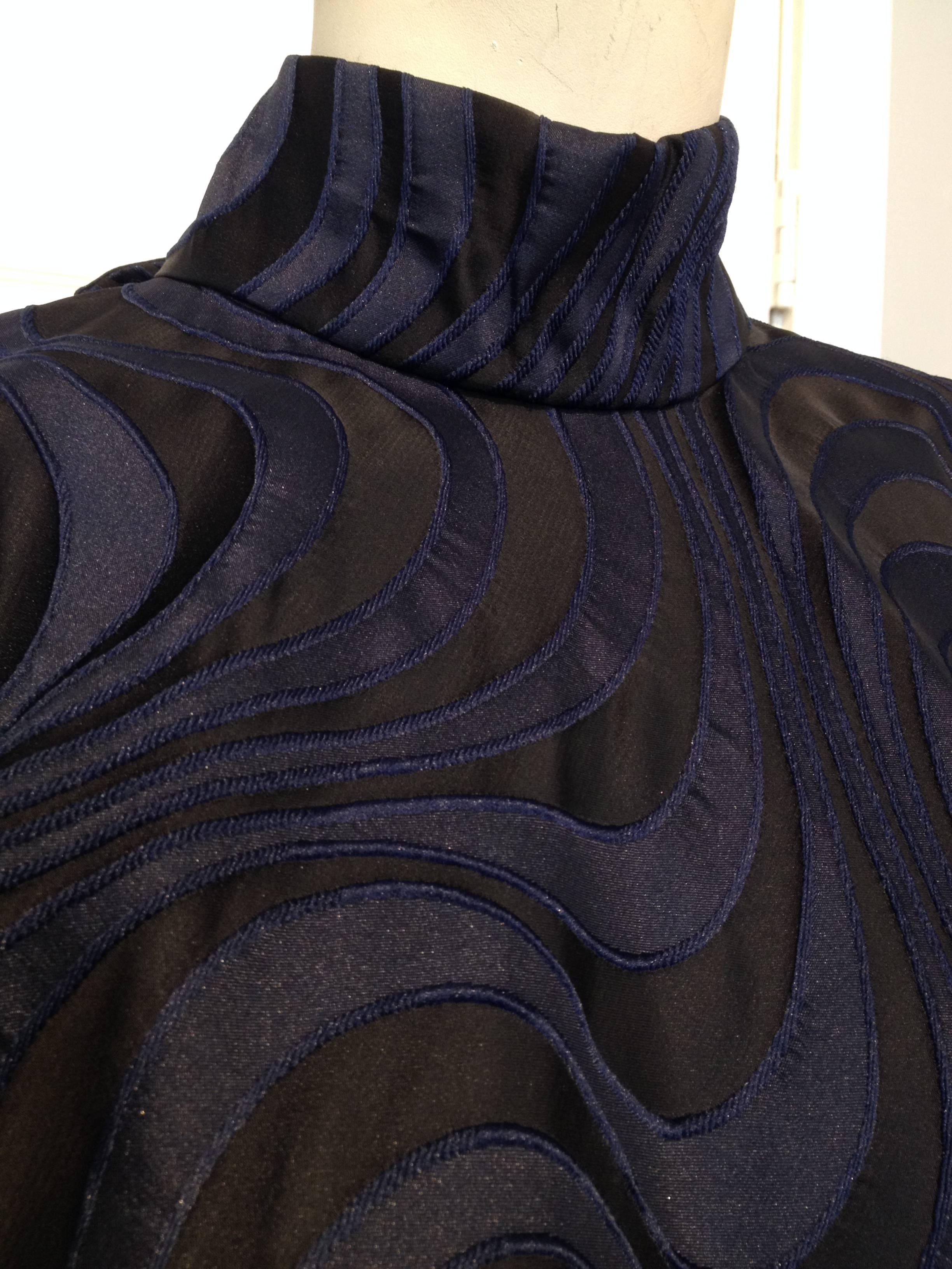 Vionnet Navy and Black Swirled Dress Size 44 (8) 1