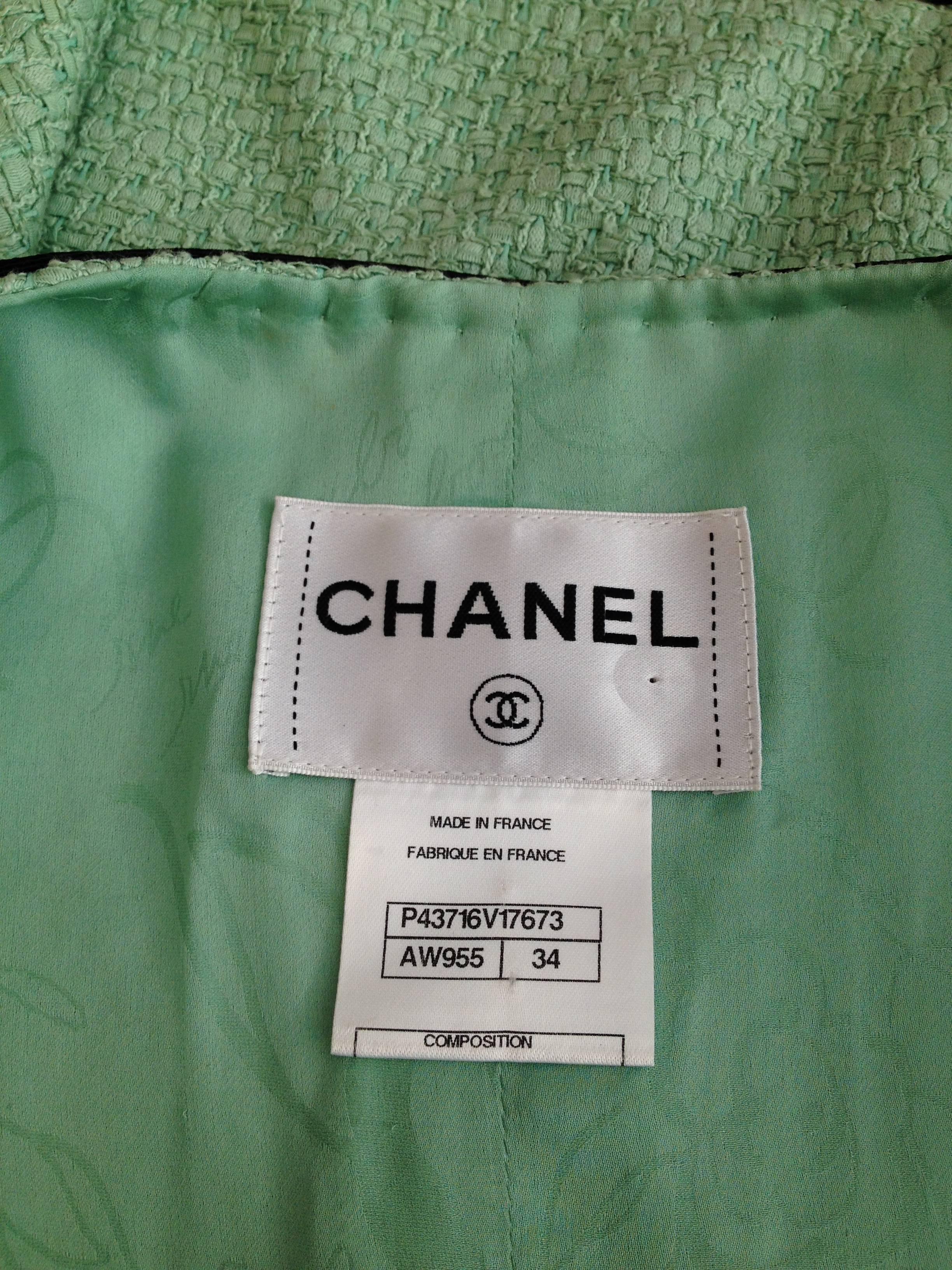 Chanel Mint Green Tweed Jacket Size 34 (2) 6