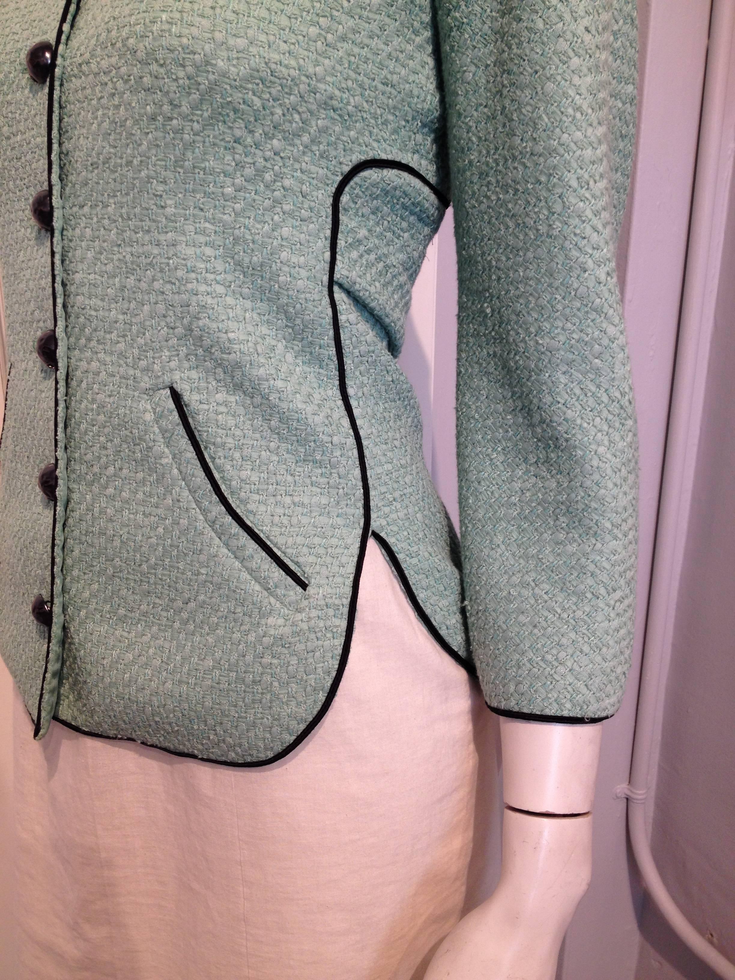 Chanel Mint Green Tweed Jacket Size 34 (2) 1