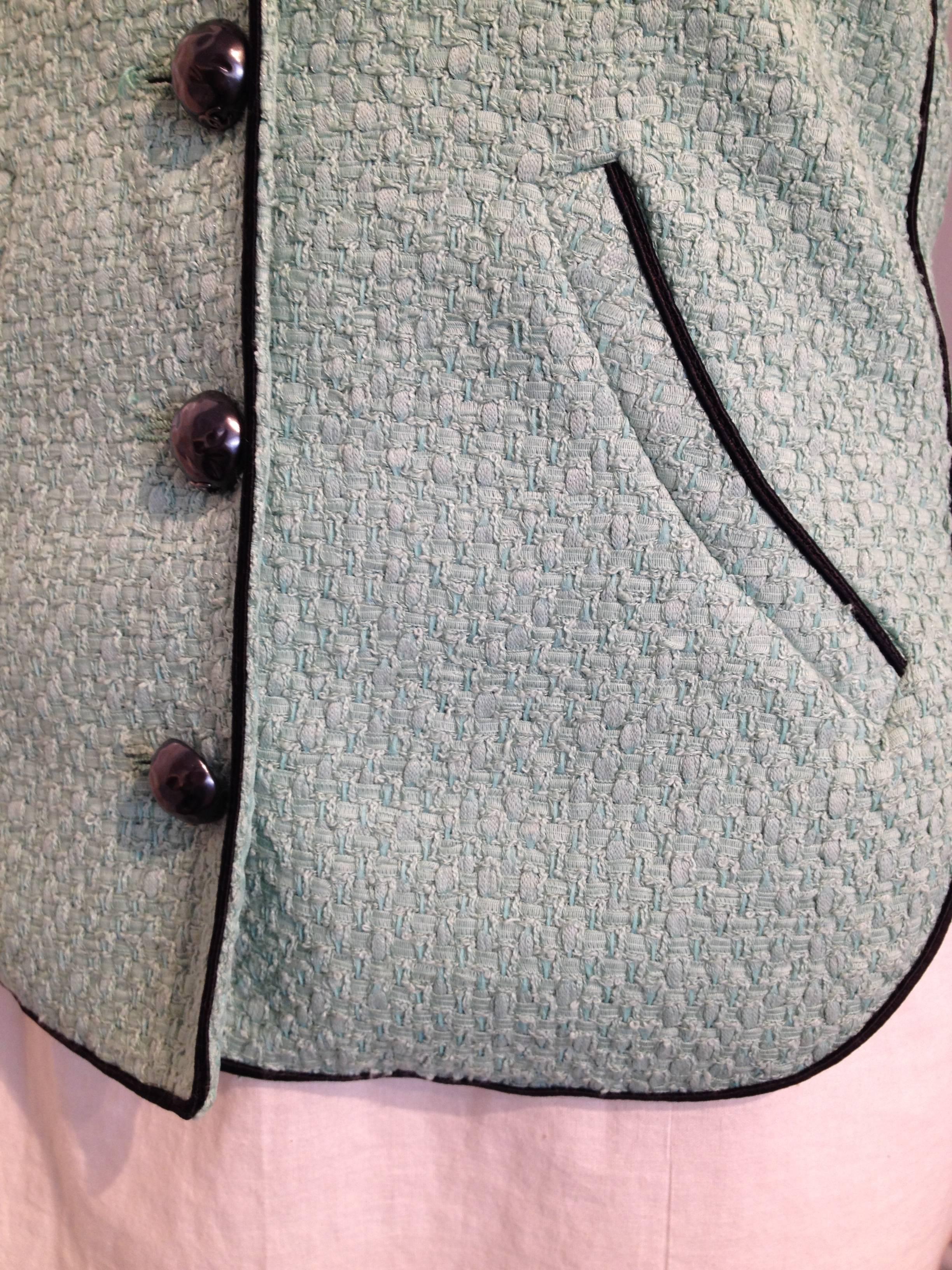 Chanel Mint Green Tweed Jacket Size 34 (2) 3