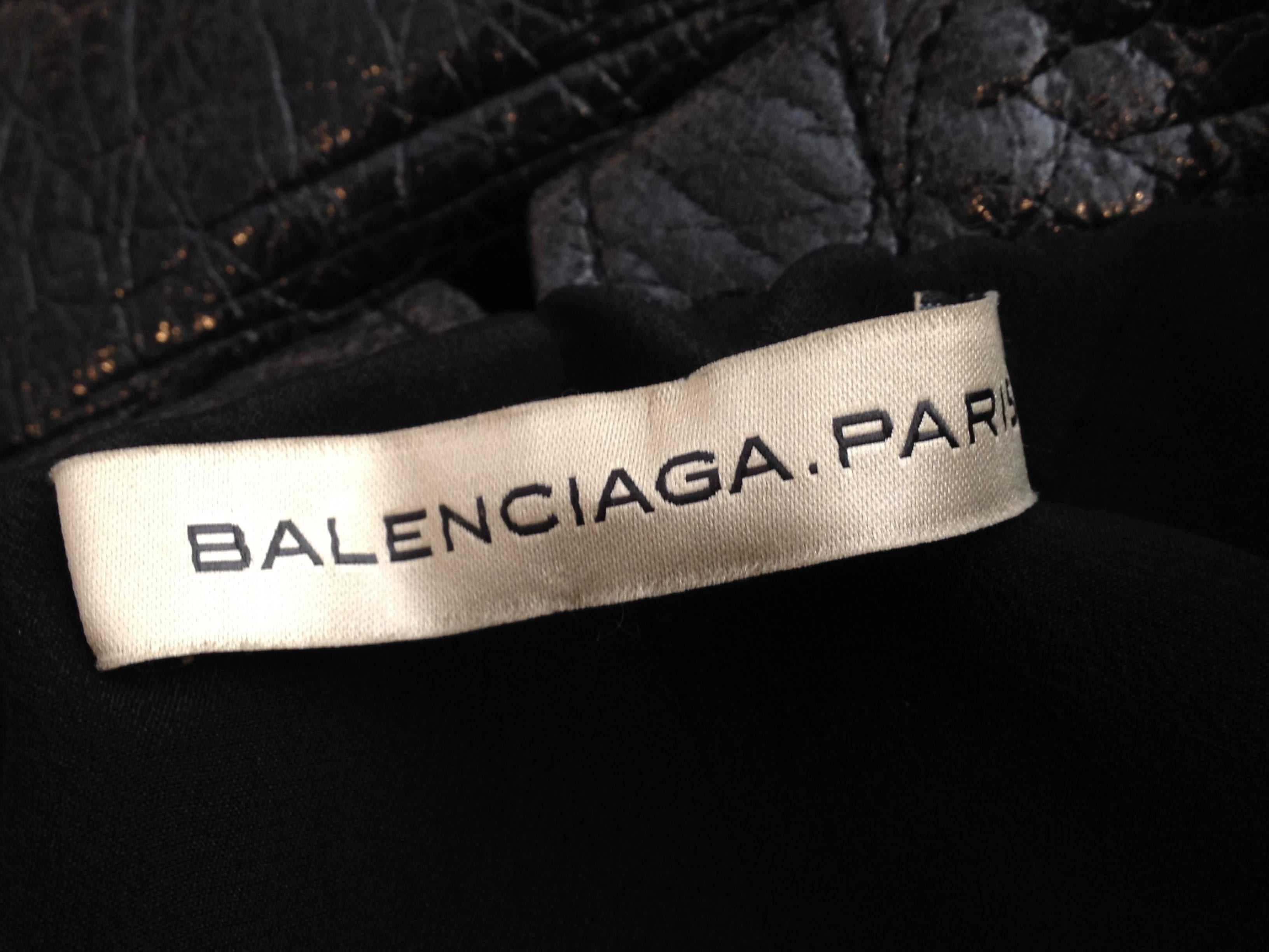 Balenciaga Black Shiny Textured Coat Size 36 (4) 6