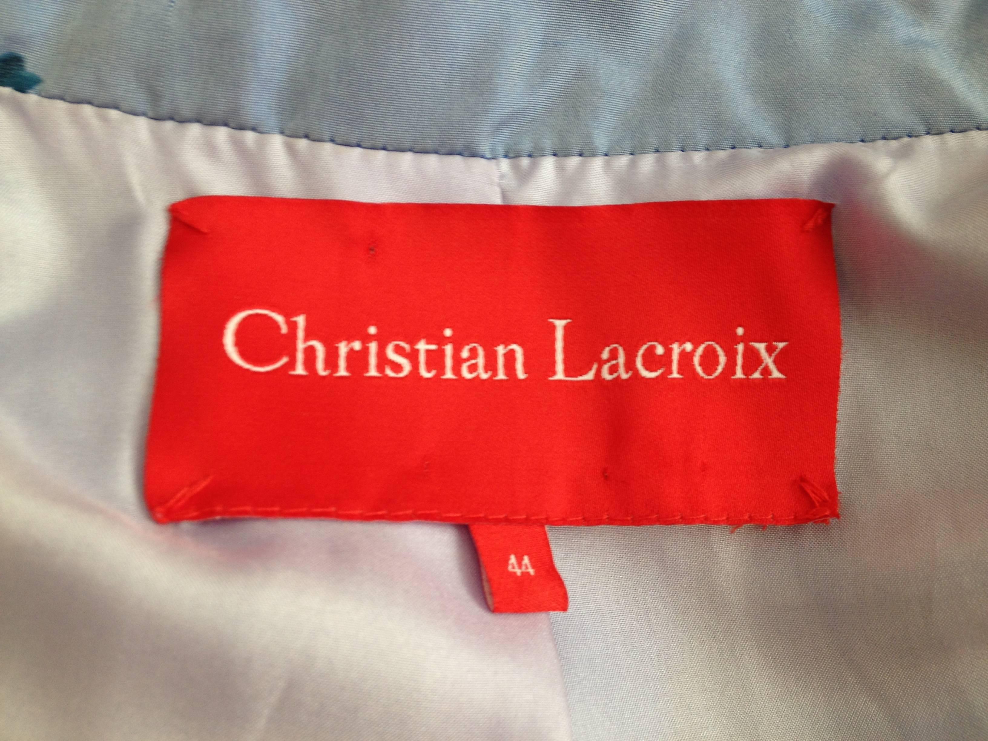 Christian Lacroix Periwinkle Blue Multicolored Taffeta Coat Size 44 (12) 6