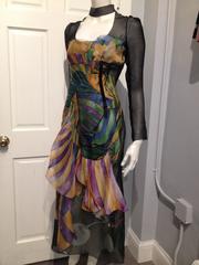 Prada Forest Green Multicolored Organza Fairy Dress Size 40 (4)