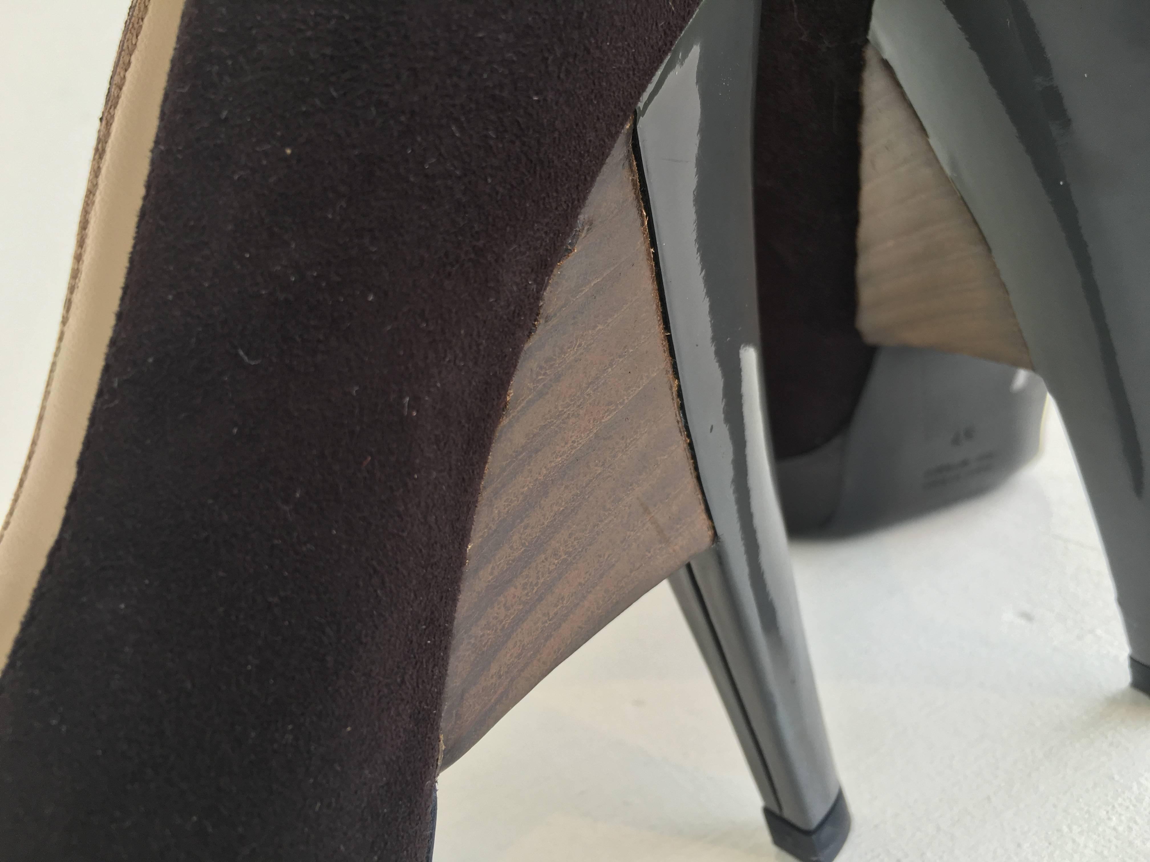 Yves Saint Laurent Brown Suede Platform Heel (37) For Sale 2