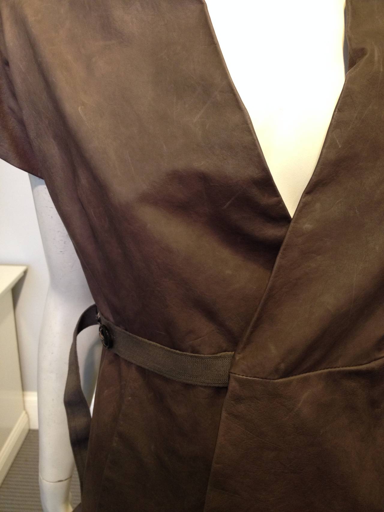 Women's Rick Owens Brown Leather Wrap Vest