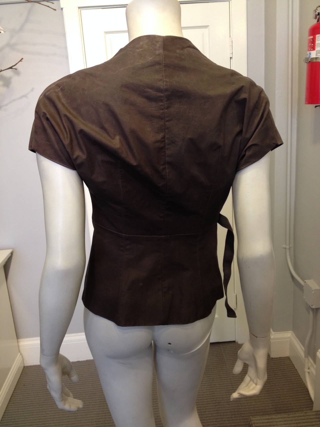 Rick Owens Brown Leather Wrap Vest In Excellent Condition In San Francisco, CA