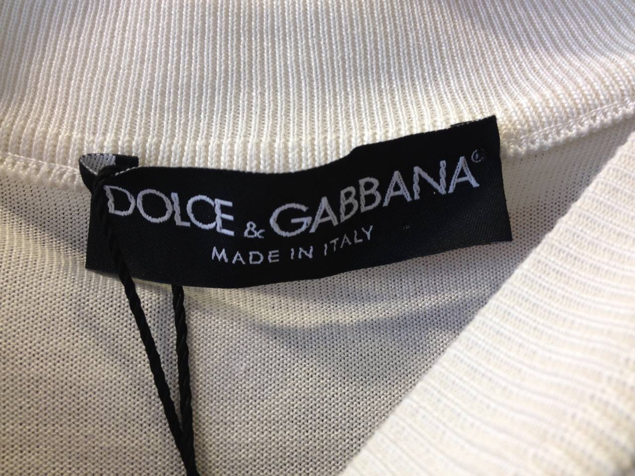 Dolce & Gabbana White Sweater with Silk Panel In New Condition In San Francisco, CA