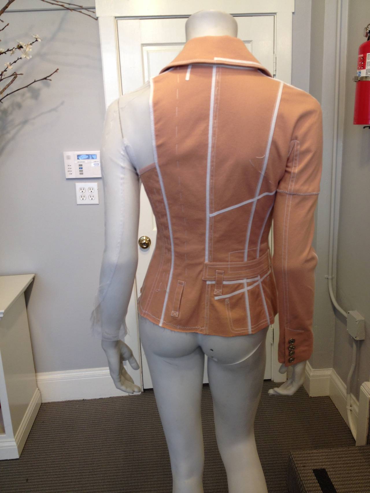 Christian Dior Peach Denim Jacket with White Mesh Insets In Excellent Condition For Sale In San Francisco, CA