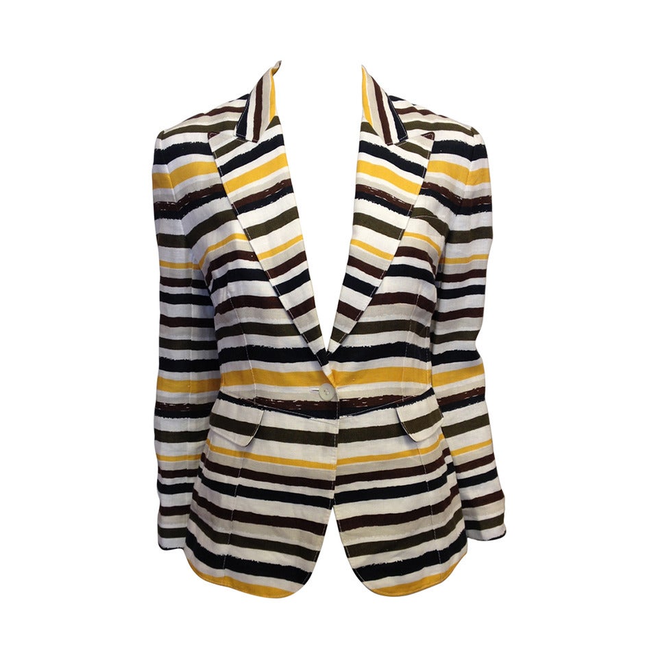 Dolce & Gabbana Yellow Striped Linen Blazerl