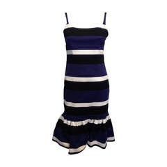 Prada Black and Navy Striped Sleeveless Dress