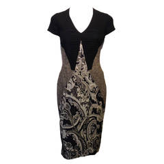Etro Black and Taupe Wool Dress with Paisley