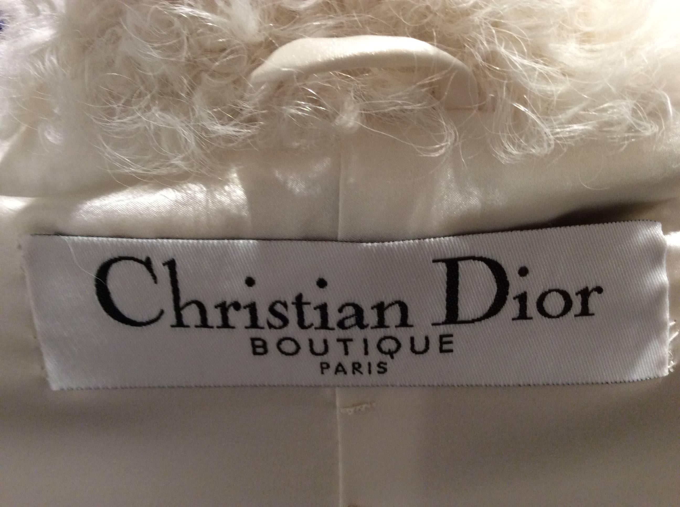 Christian Dior Ivory Curly Lamb Coat Sz38 (Us 6) For Sale 1