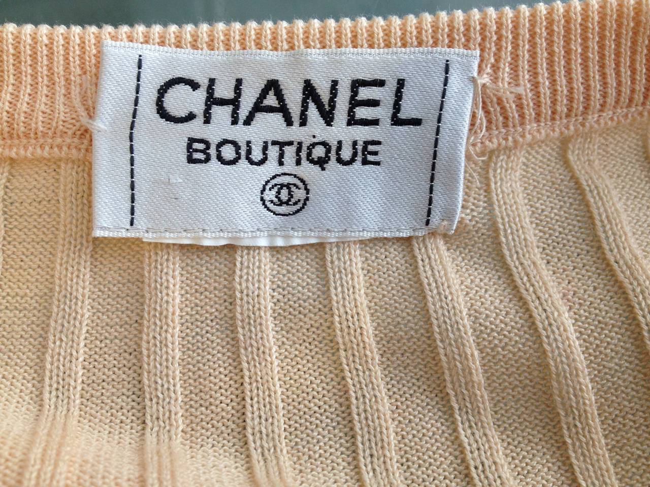 Chanel Peach Ribbed Cardigan 1