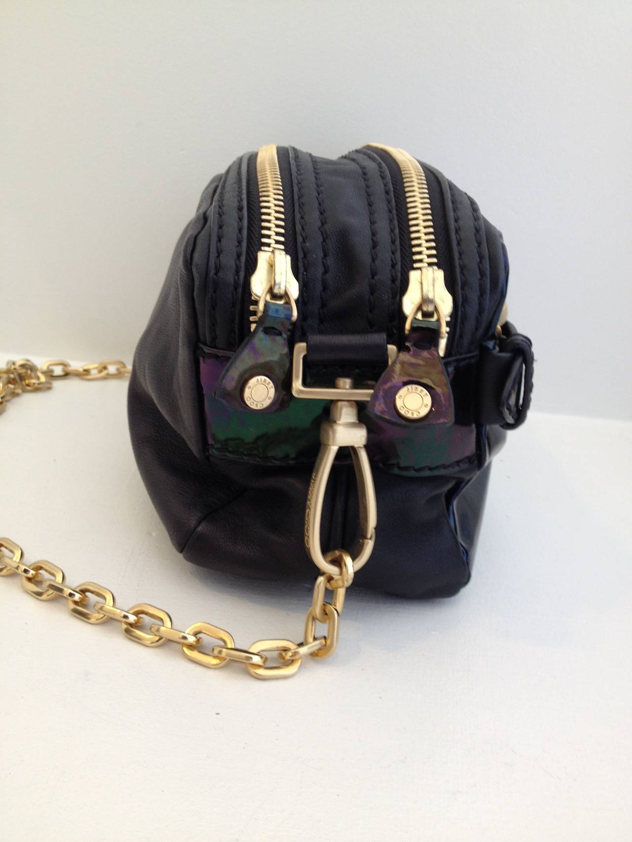 Jimmy Choo Black Patent Purse with Gold Chain 1