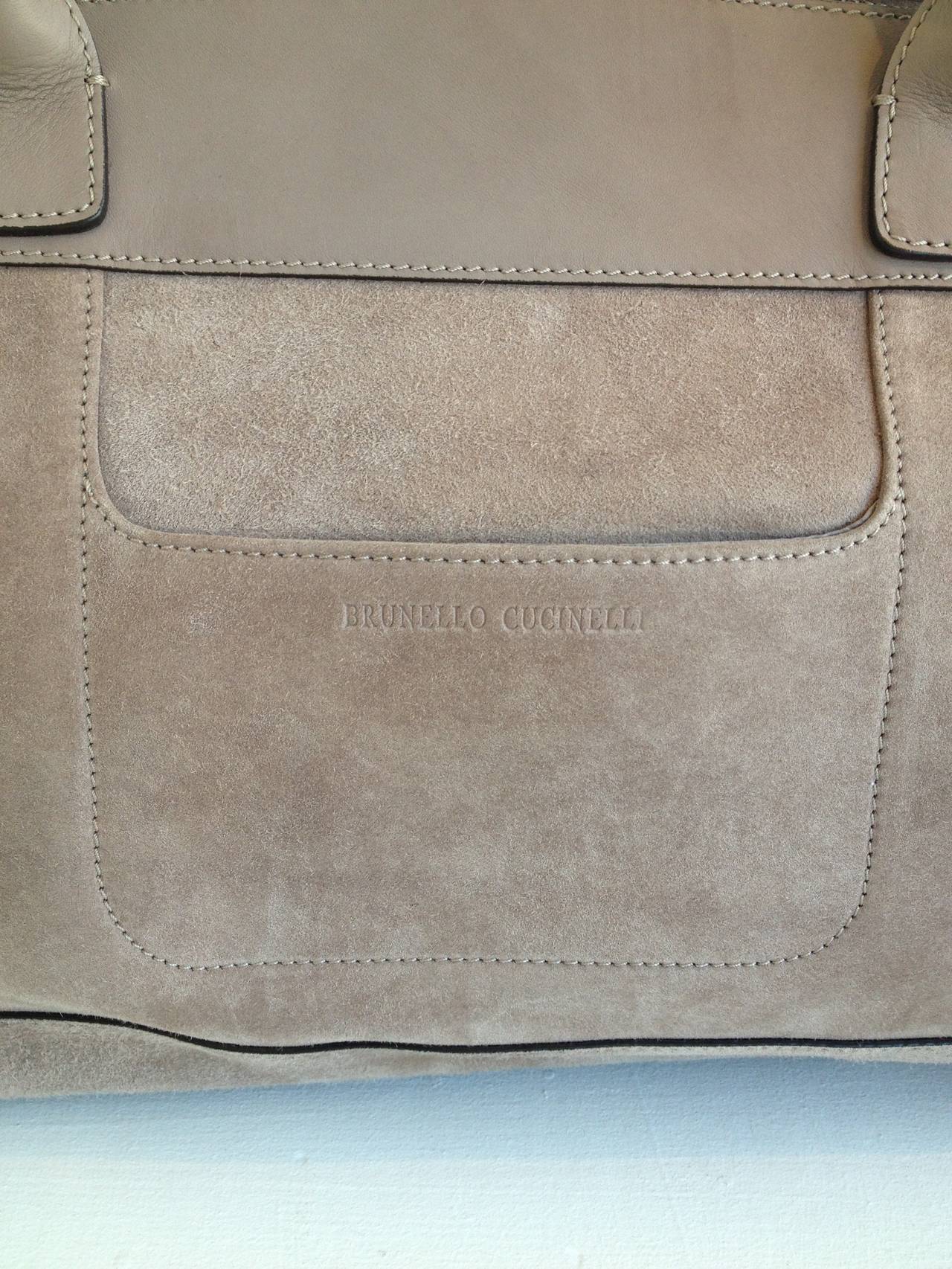 Brunello Cucinelli Taupe Suede Handbag 2