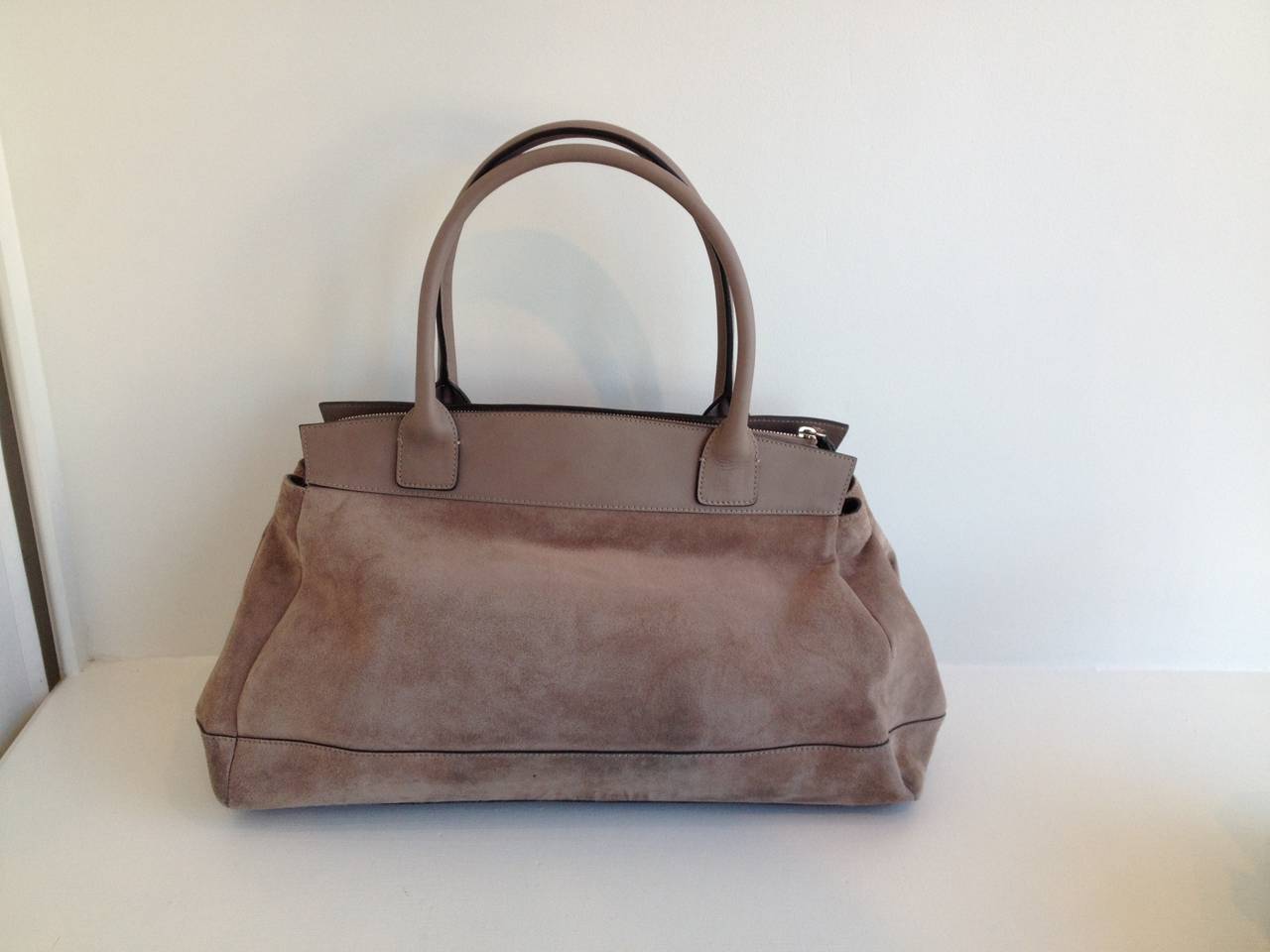 Brunello Cucinelli Taupe Suede Handbag at 1stDibs | taupe suede handbags