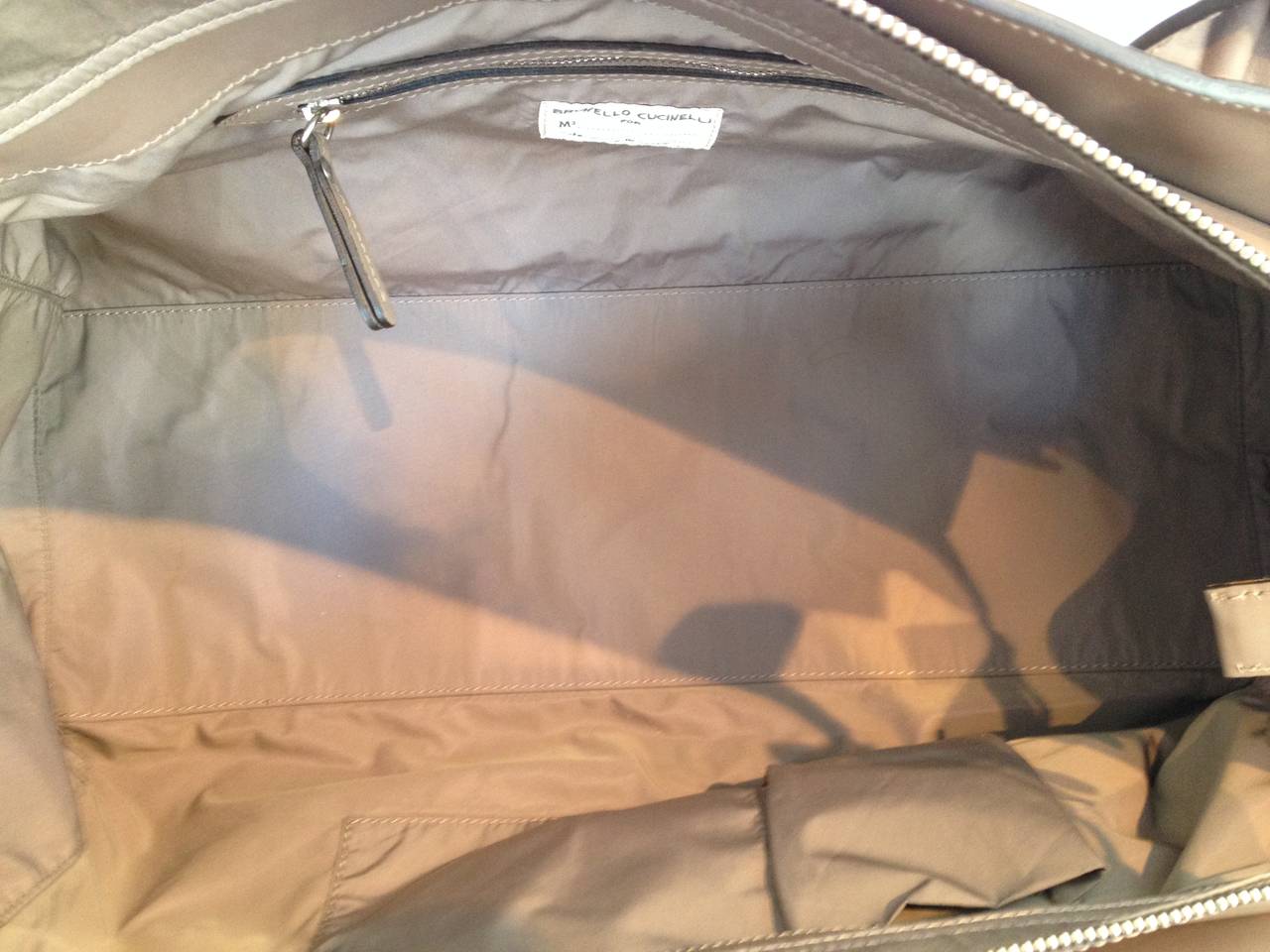 Brunello Cucinelli Taupe Suede Handbag In Excellent Condition In San Francisco, CA
