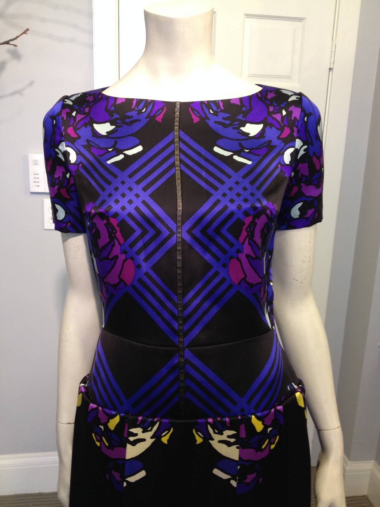 Honor Black and Purple Floral Geometric Dress 2