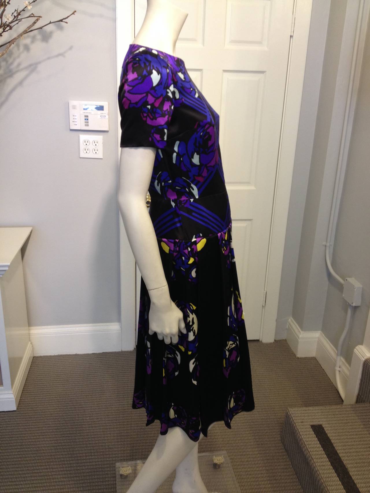 Honor Black and Purple Floral Geometric Dress 1