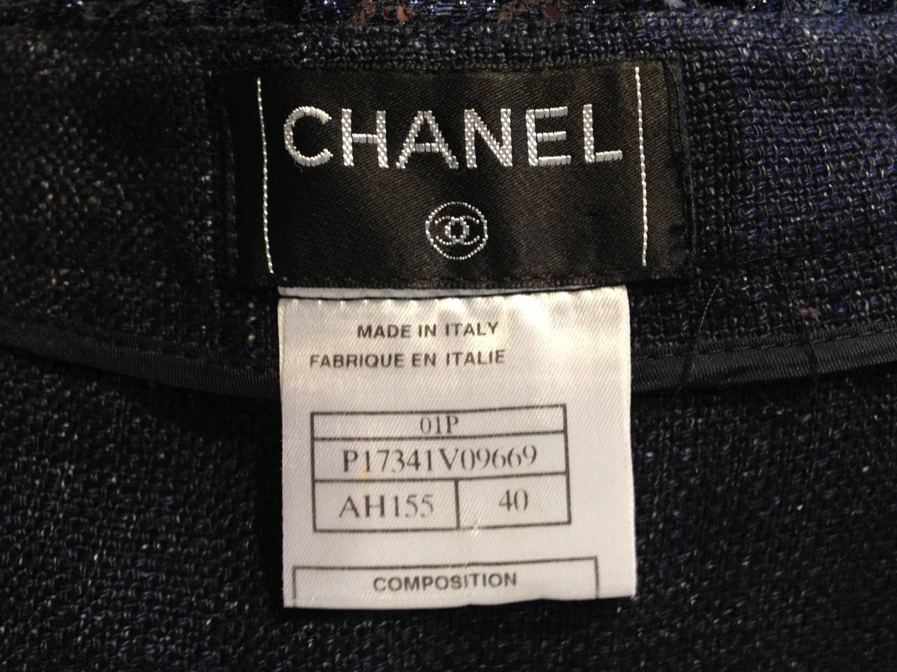 Chanel Navy Denim Flared Jeans with Lace Trim 2