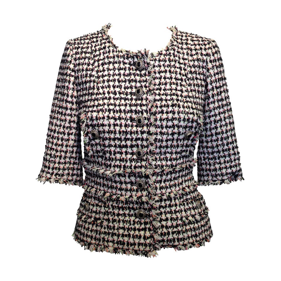 Chanel Black and White Tweed Jacket at 1stdibs