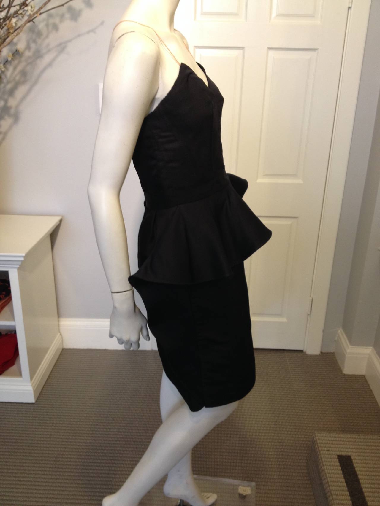 Lanvin Black Silk Cocktail Dress with Peplum