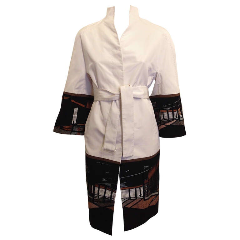 Chado White Coat with Japanese Embroidery