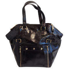 Yves Saint Laurent Dark Brown Patent Downtown Bag