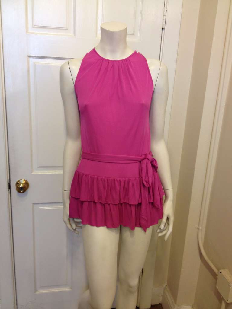 Christian Dior Pink Ruffled Top In Excellent Condition In San Francisco, CA