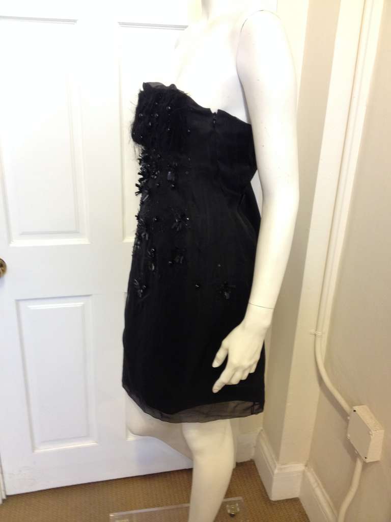 Valentino Black Strapless Dress with Beading In New Condition In San Francisco, CA
