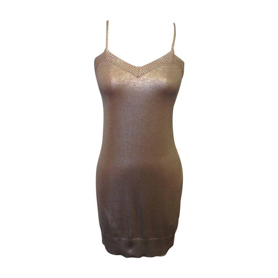 Hermes Ecru Metallic Knit Dress