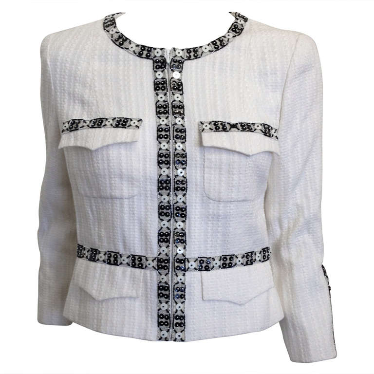 Chanel White Beaded Jacket