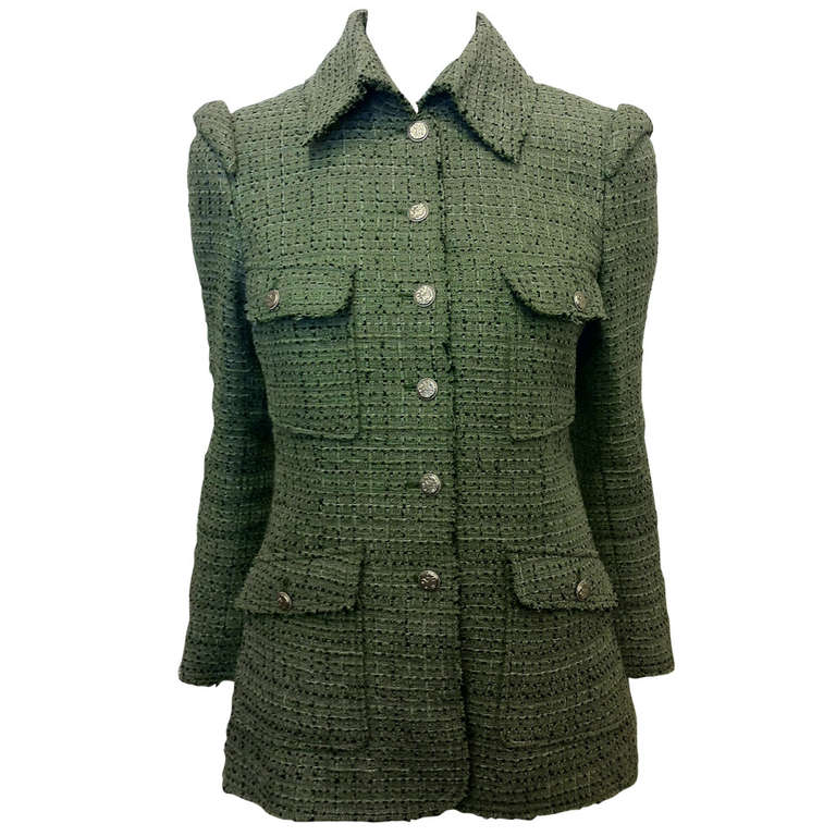Chanel Green Tweed Jacket