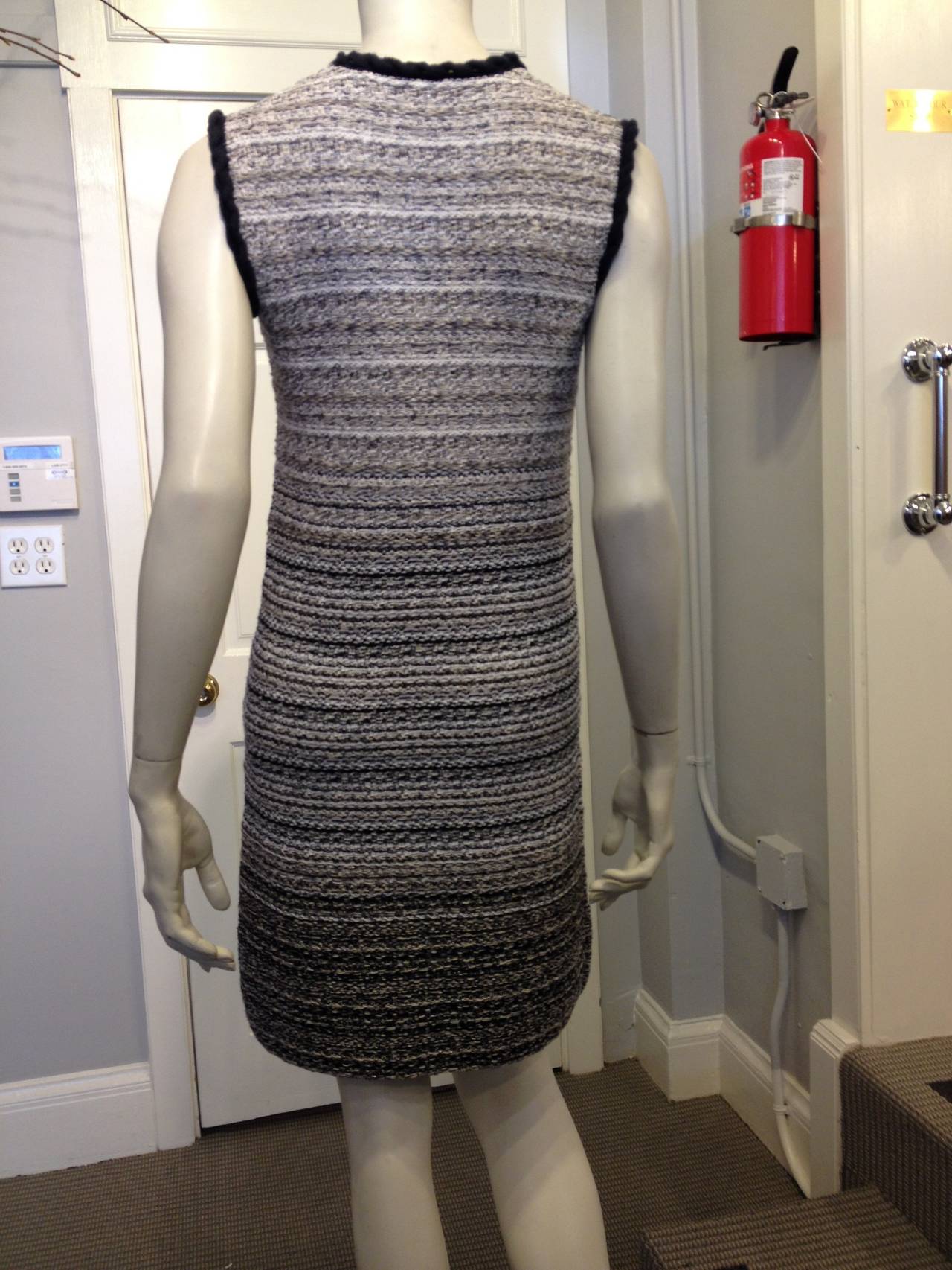 Black Chanel Grey and Navy Ombre Knit Dress