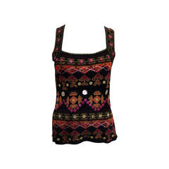 Christian Dior Knit Black Top With Colorful Design