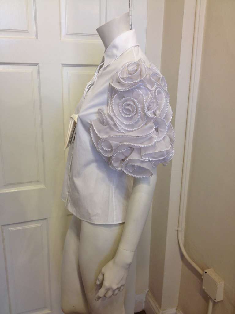 Women's Valentino White Blouse with Ruffled Sleeves