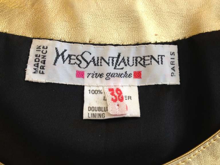 Women's Yves Saint Laurent Gold Leather Top