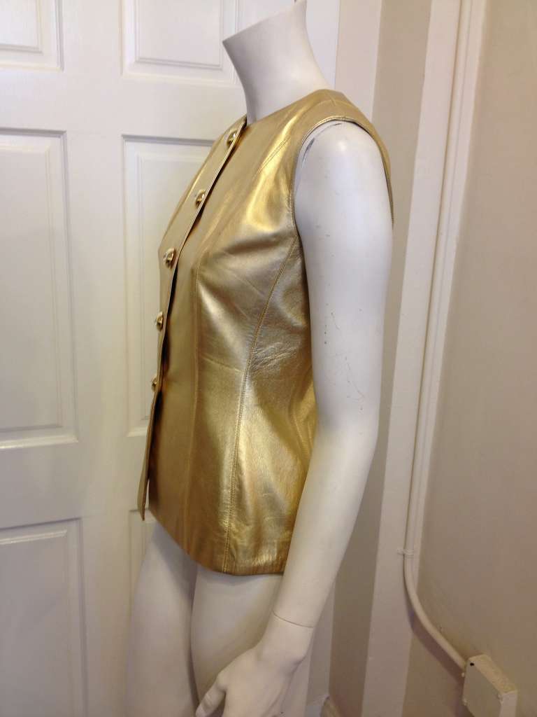 Yves Saint Laurent Gold Leather Top 1