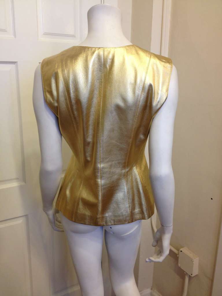 Yves Saint Laurent Gold Leather Top 2