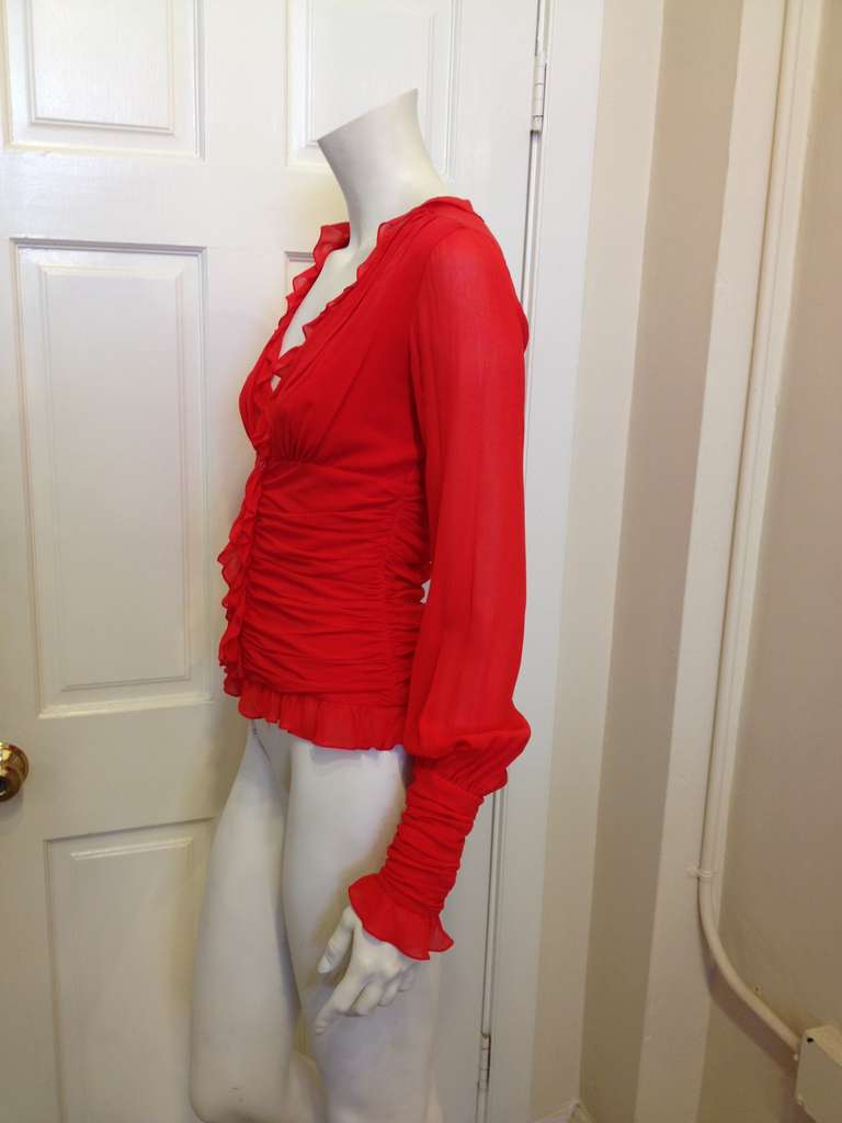 Women's Tuleh Red Ruffle Top