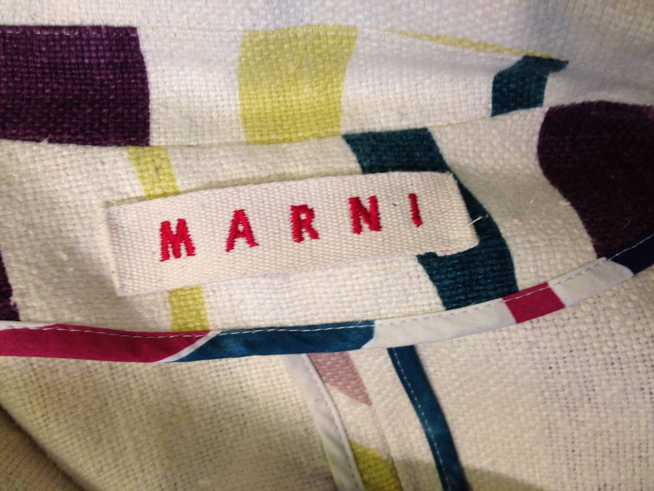 Marni Cream Multicolored Linen Jacket 1