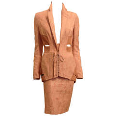 Gaultier Peach Corset Skirt Suit