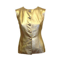Vintage Yves Saint Laurent Gold Leather Top